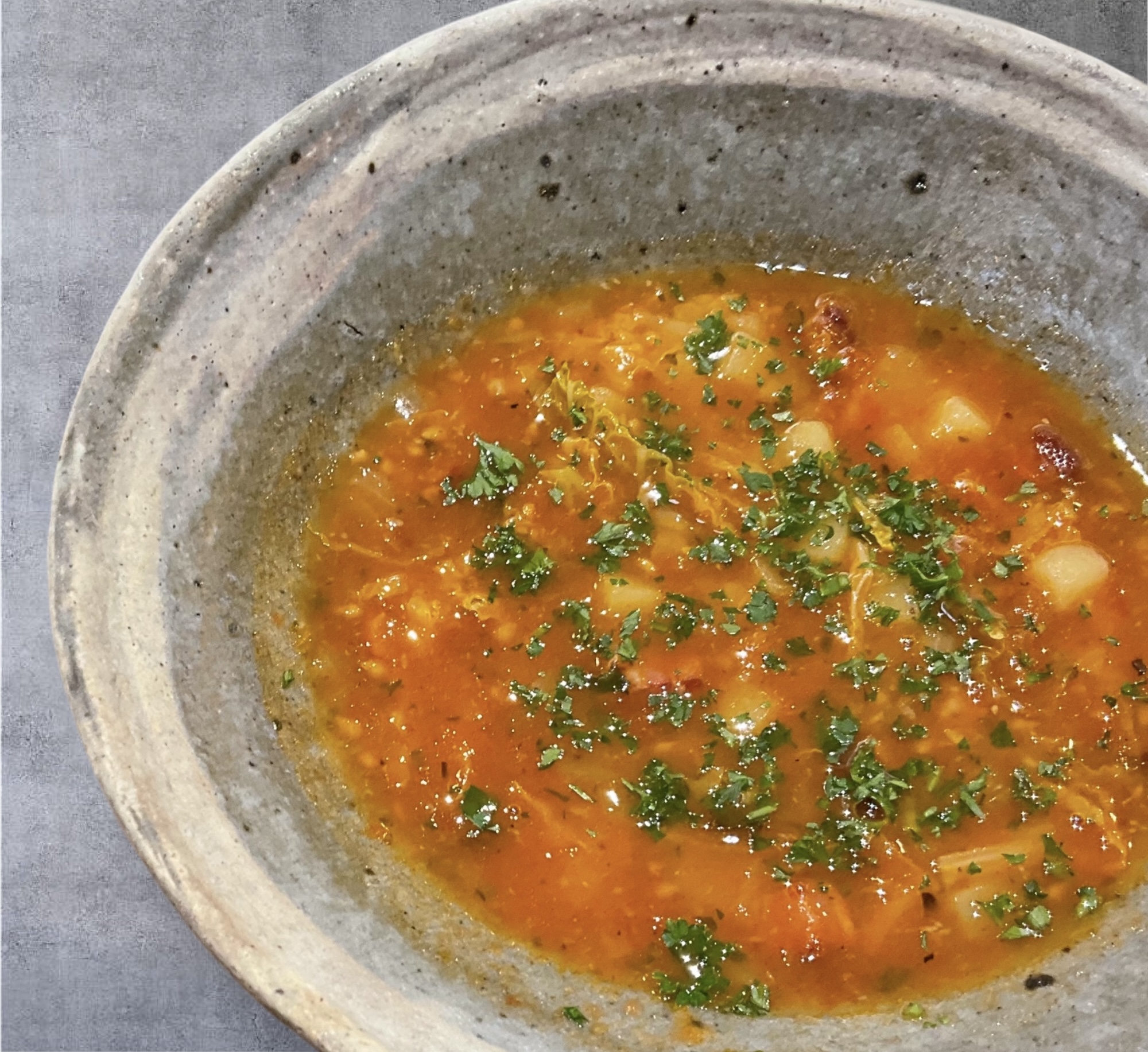 Chunky Winter Vegetable and Bean Soup with Spicy Sausage 